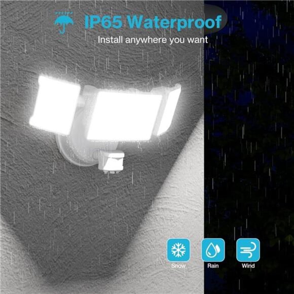 65W Motion Sensor Outdoor Lights, 6000lm Flood Lights Outdoor Motion Sensor - Picture 6 of 7
